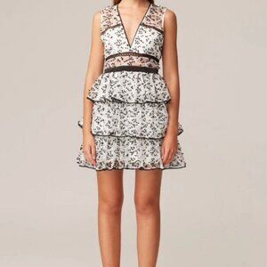 Keepsake Tea Dress Womens White Eyelet Embroidered Layered 6